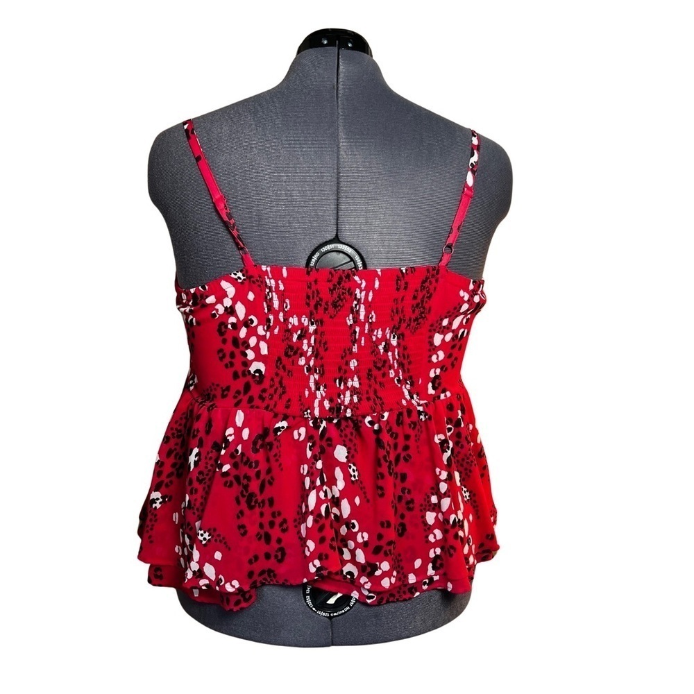 Torrid Pink with Black/White Cheetah Detail Peplum Chiffon Midi Cami (Size 2) - Picture 3 of 5
